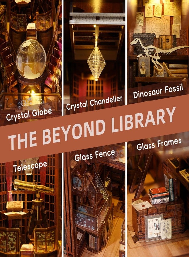 CCCDF DIY Book Nook Kit, DIY Miniature Dollhouse Booknook Kit, 3D Wooden Puzzle Bookend Bookshelf Insert Decor with LED Light for Teens and Adults (Beyond Library) - Image 4